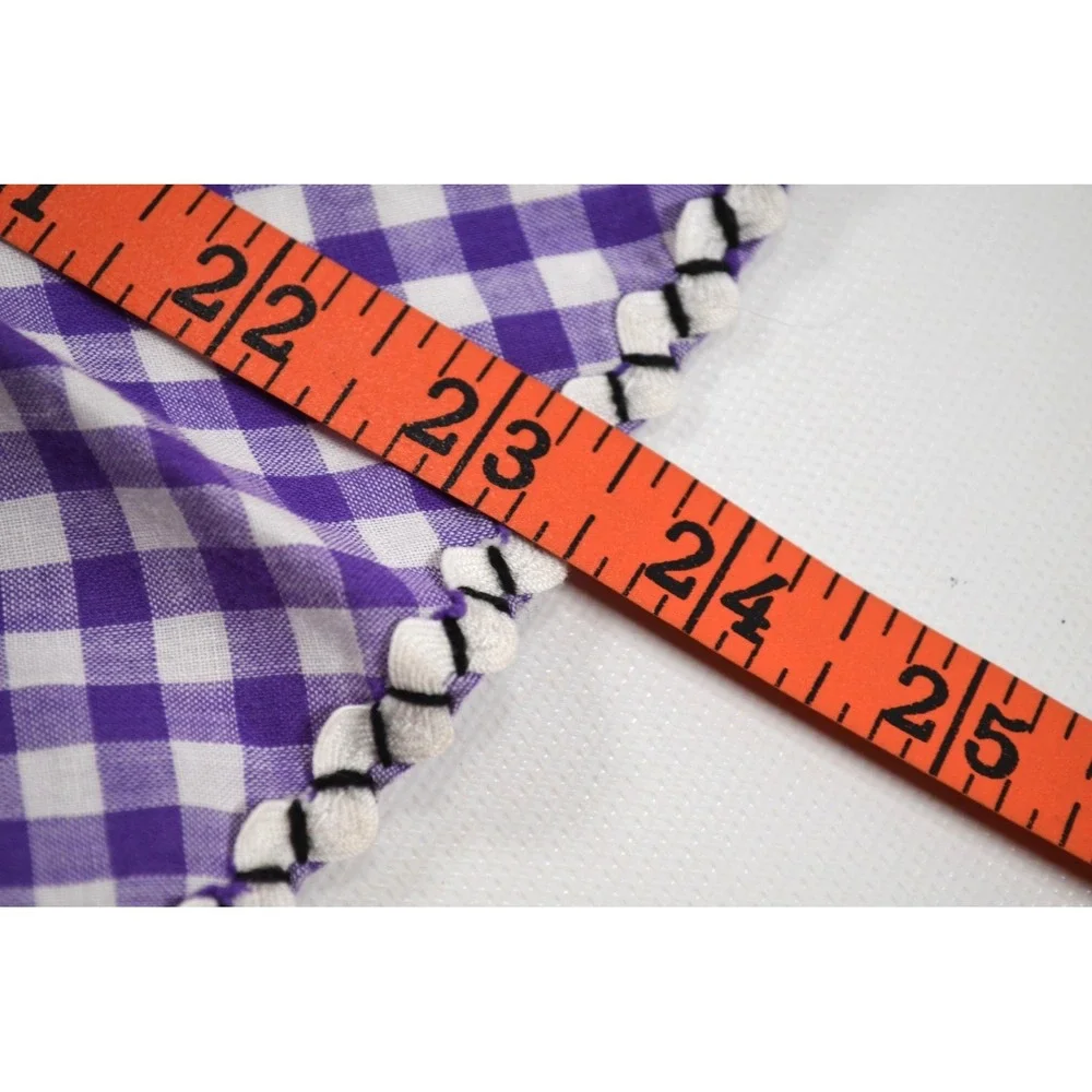 Vintage MCM 60s Half Apron Purple‎ & White Gingham Smocked Pocket Waist Band 20
